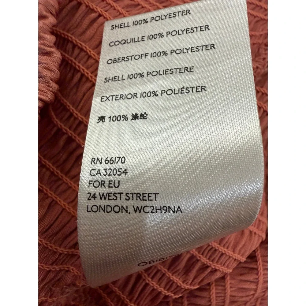 Free People Womens Smocked Waist Shimmer Crop Top Rust Orange Long Sleeve Size M